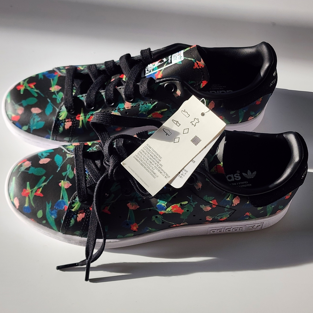 Adidas Floral Print Sneakers - Black Multicolor